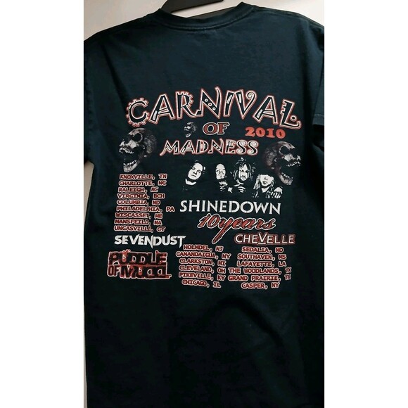 2010 Shinedown The Sound Of Madness Tour Sevendust Double Sided TShirt Small EUC - Picture 11 of 16